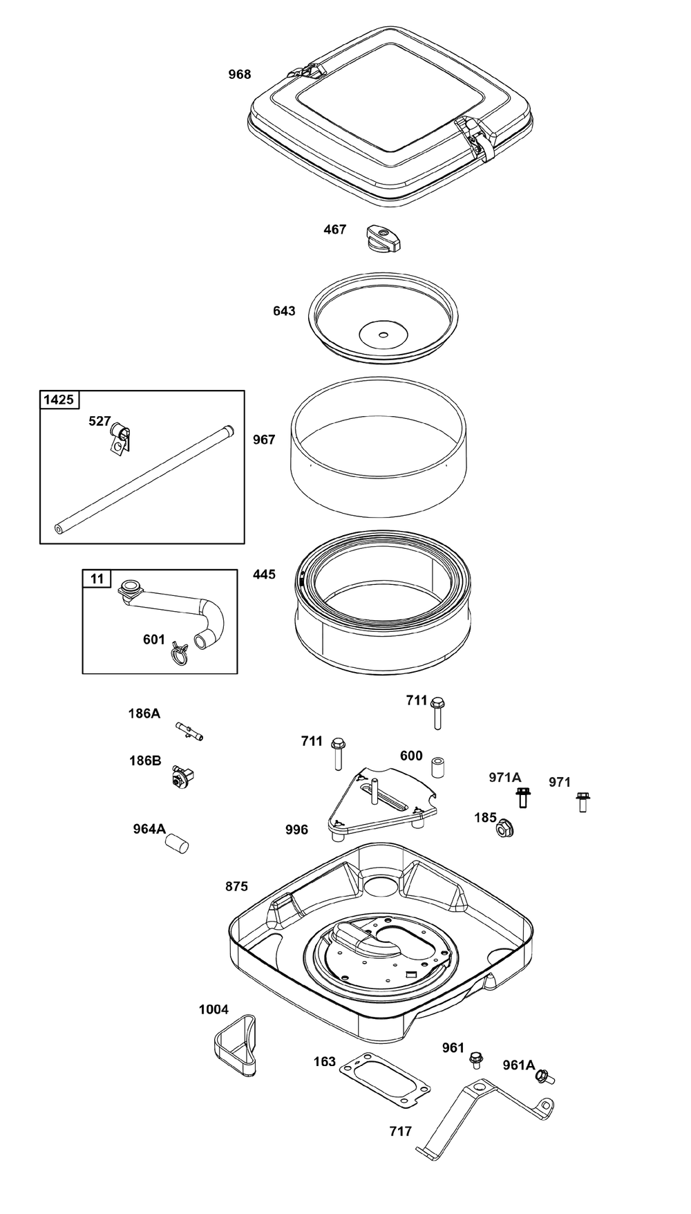 Air Cleaner Group Diagram and Parts List for 386777-0011-G1  Briggs and Stratton Engine